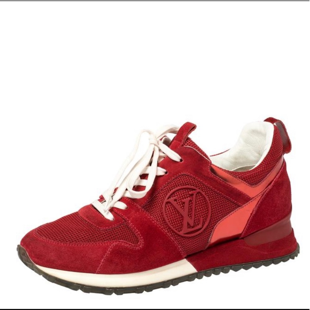 Louis Vuitton Red Suede Leather Lv Front Row Sneakers